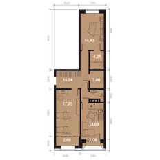 Квартира 74,9 м², 3-комнатная - изображение 3