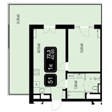 Квартира 72,3 м², 1-комнатные - изображение 3