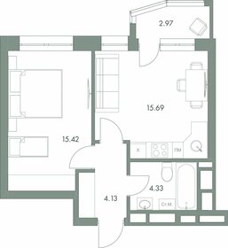 Квартира 42,5 м², 1-комнатная - изображение 1