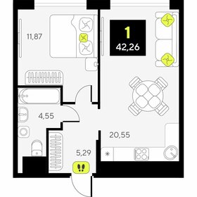 Квартира 42,3 м², 1-комнатная - изображение 1