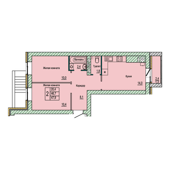 46,6 м², 2-комнатная квартира 5 625 000 ₽ - изображение 24