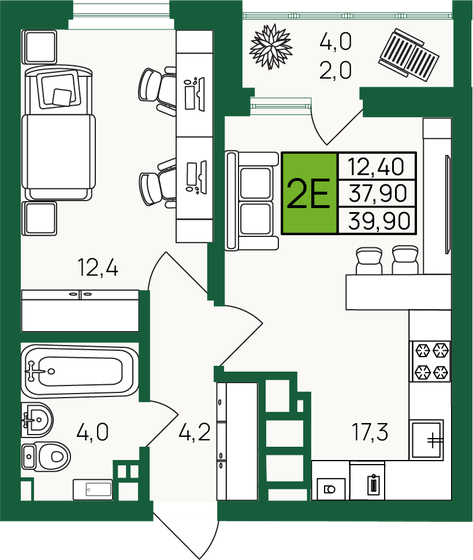 43 м², 2-комнатная квартира 2 300 000 ₽ - изображение 66
