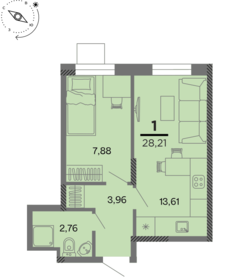 Квартира 28,2 м², 1-комнатная - изображение 1