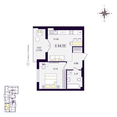 Квартира 44,7 м², 1-комнатная - изображение 2