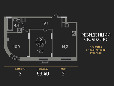 Квартира 53,4 м², 2-комнатная - изображение 1