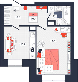 Квартира 39,9 м², 1-комнатная - изображение 1