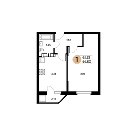 Квартира 45,3 м², 1-комнатная - изображение 1