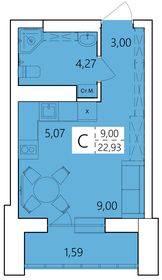 Квартира 22,9 м², студия - изображение 1