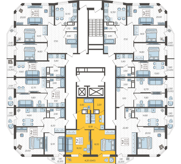 41,6 м², 1-комнатная квартира 8 627 840 ₽ - изображение 51