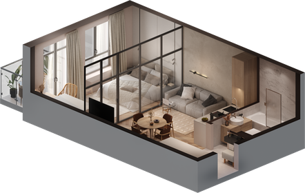 Квартира 40,7 м², 1-комнатные - изображение 1