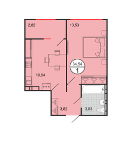 Квартира 34,5 м², 1-комнатная - изображение 1