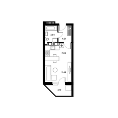 Квартира 30 м², студия - изображение 2