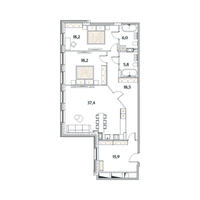 Квартира 119,3 м², 2-комнатная - изображение 1