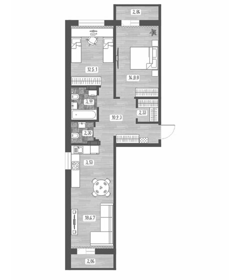 66 м², 2-комнатная квартира 6 750 000 ₽ - изображение 24