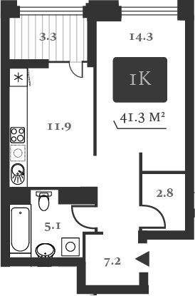 43,5 м², 1-комнатная квартира 11 900 000 ₽ - изображение 44