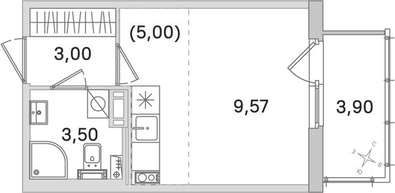 Квартира 22,2 м², студия - изображение 1