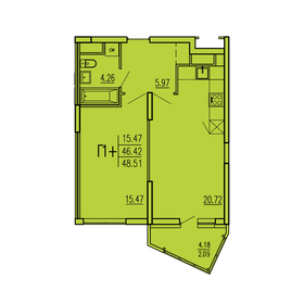 Квартира 48,5 м², 1-комнатная - изображение 1