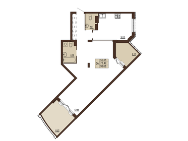 Квартира 93,7 м², 2-комнатная - изображение 1