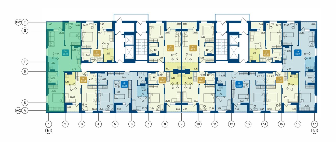 95 м², 3-комнатная квартира 13 300 000 ₽ - изображение 74