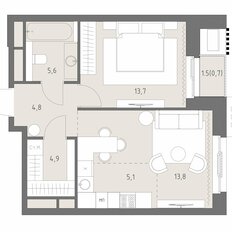 Квартира 48,6 м², 2-комнатная - изображение 2