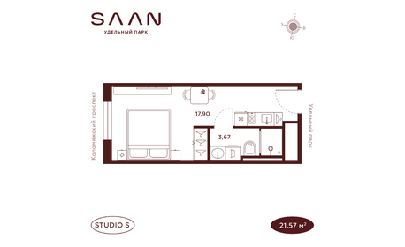 Квартира 21,6 м², студия - изображение 1