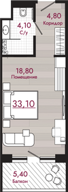Квартира 33,1 м², студия - изображение 1
