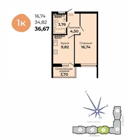 Квартира 36,7 м², 1-комнатная - изображение 1