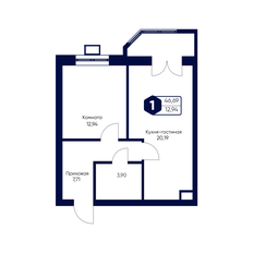 Квартира 46,7 м², 1-комнатная - изображение 2