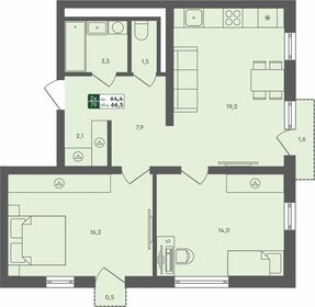 Квартира 66,5 м², 2-комнатная - изображение 1