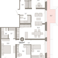 Квартира 118 м², 4-комнатная - изображение 3