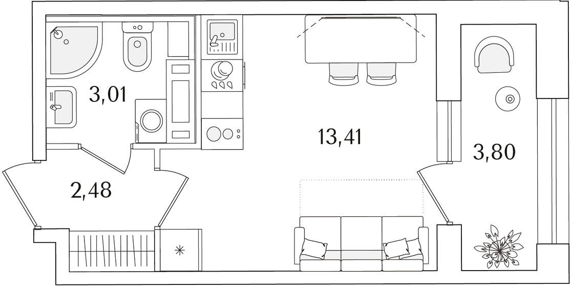 21,1 м², квартира-студия 8 100 000 ₽ - изображение 123
