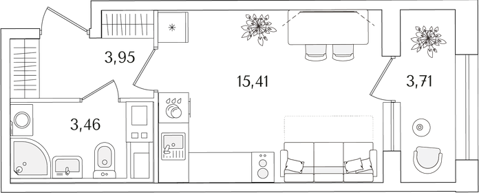 Квартира 24,7 м², студия - изображение 1