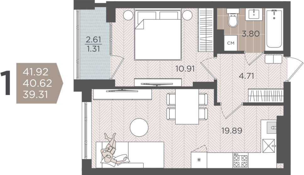 38,7 м², 1-комнатная квартира 5 380 000 ₽ - изображение 22