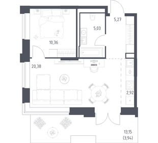 Квартира 47,9 м², 1-комнатная - изображение 1