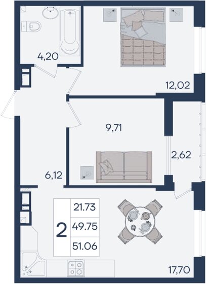 47,1 м², 2-комнатная квартира 6 250 000 ₽ - изображение 86