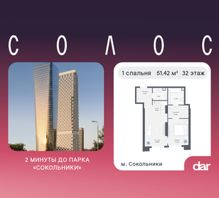 Квартира 51,4 м², 1-комнатная - изображение 1