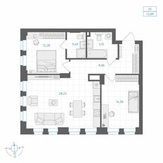 Квартира 72,9 м², 2-комнатная - изображение 2