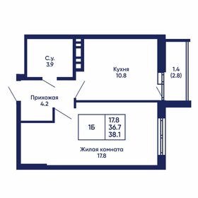 Квартира 38,1 м², 1-комнатная - изображение 1