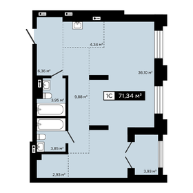 Квартира 71,3 м², студия - изображение 1