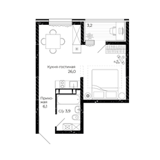 Квартира 31,5 м², студия - изображение 2