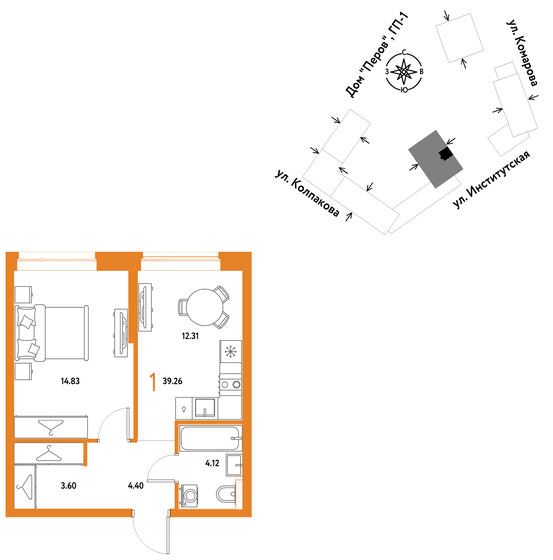 37,7 м², 1-комнатная квартира 7 770 000 ₽ - изображение 22