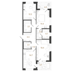 Квартира 85,9 м², 3-комнатная - изображение 2