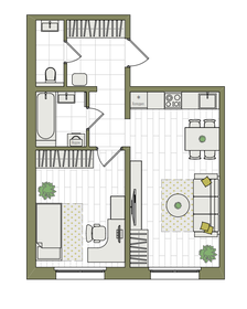 Квартира 45,2 м², 2-комнатная - изображение 1