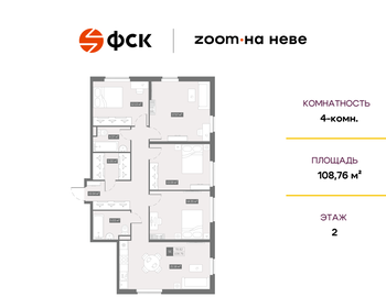 Квартира 108,8 м², 4-комнатные - изображение 1