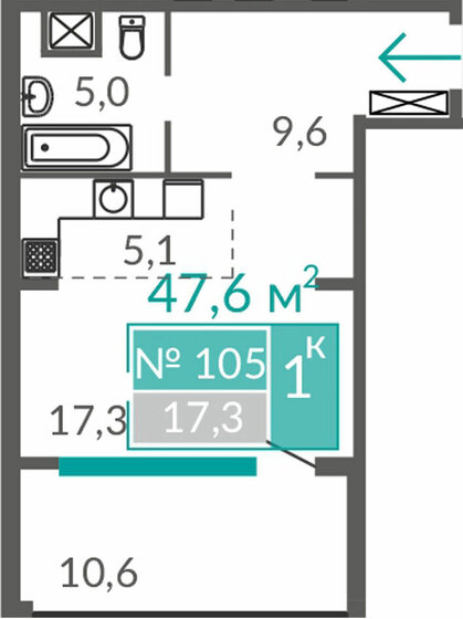 42,6 м², 1-комнатная квартира 7 300 000 ₽ - изображение 60