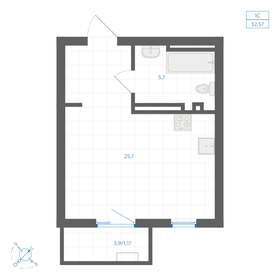 Квартира 32,6 м², студия - изображение 1
