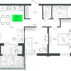 Квартира 64,4 м², 2-комнатная - изображение 4