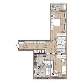 Квартира 74 м², 2-комнатная - изображение 1