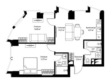 Квартира 65,7 м², 2-комнатная - изображение 2