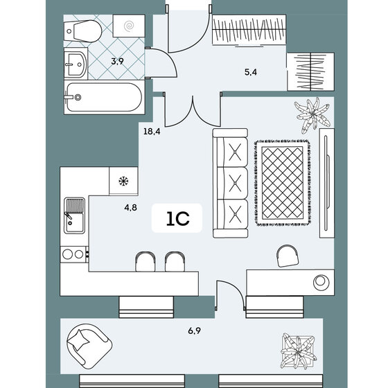 25,9 м², квартира-студия 5 674 100 ₽ - изображение 9